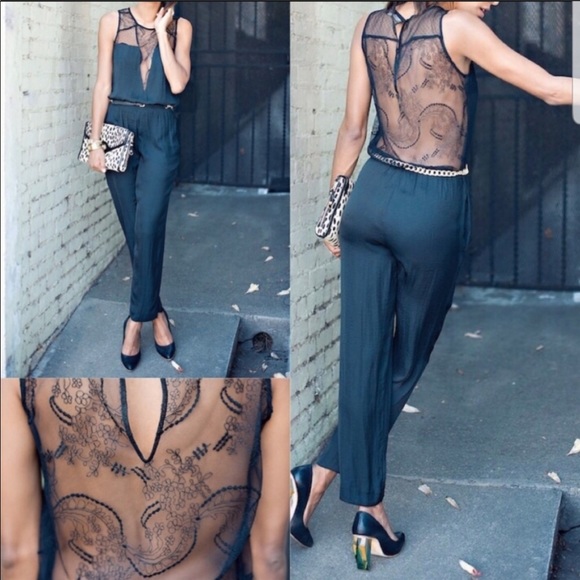 Zara Pants - Zara Black Jumpsuit with lace back size Small